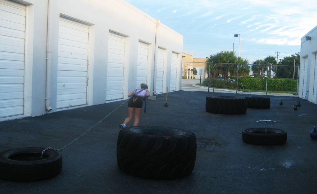 An athlete performing a hockey player workout