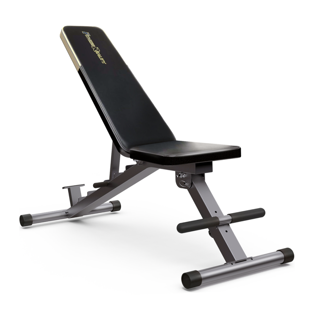 An adjustable weight lifting bench.